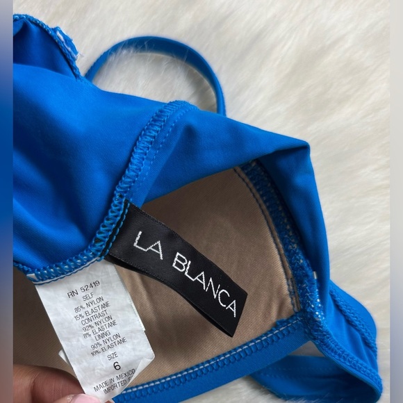 La Blanca Blue Sweetheart Ruched One Piece Swimsuit Slimming - Picture 4 of 4